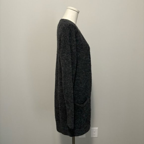 Aritzia Wilfred Free Aronson Open Front Wool Blend Cardigan Sweater Dark Gray XS - Picture 11 of 16